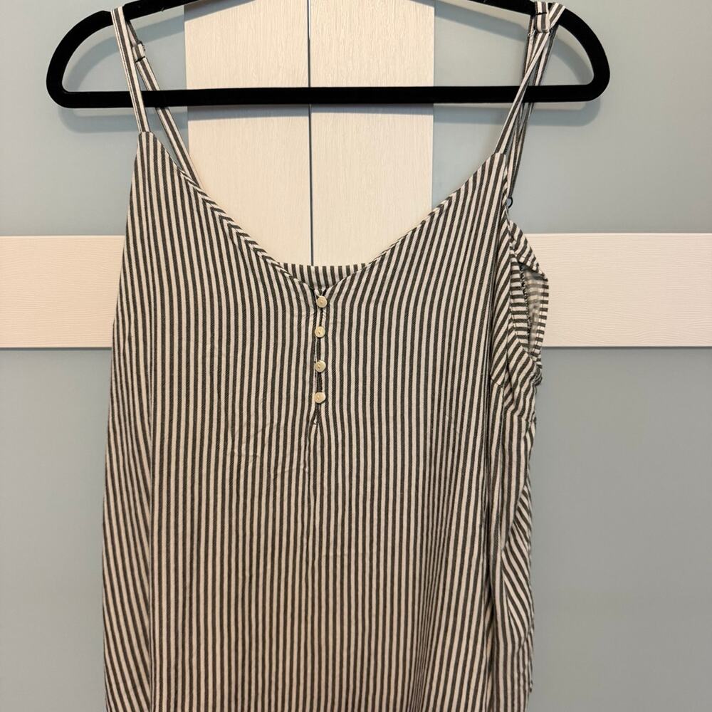 Old Navy Women’s XL Black White Striped Button Front Cami Tank Top Sleeveless